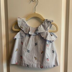 Janie & Jack 12-18mo Striped Floral Ruffle Tank